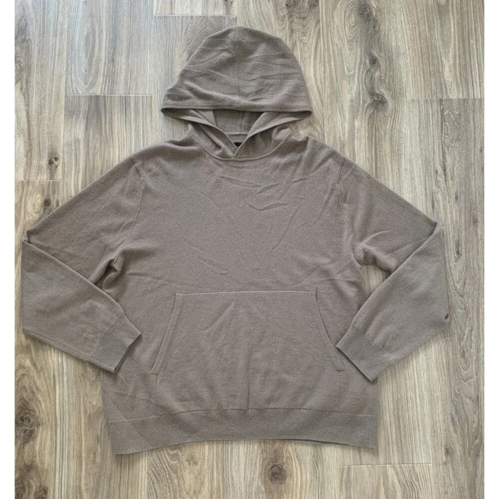 Banana Republic Mens XXL 100% Cashmere Hoodie Sweater Brown Pullover Quiet Lux